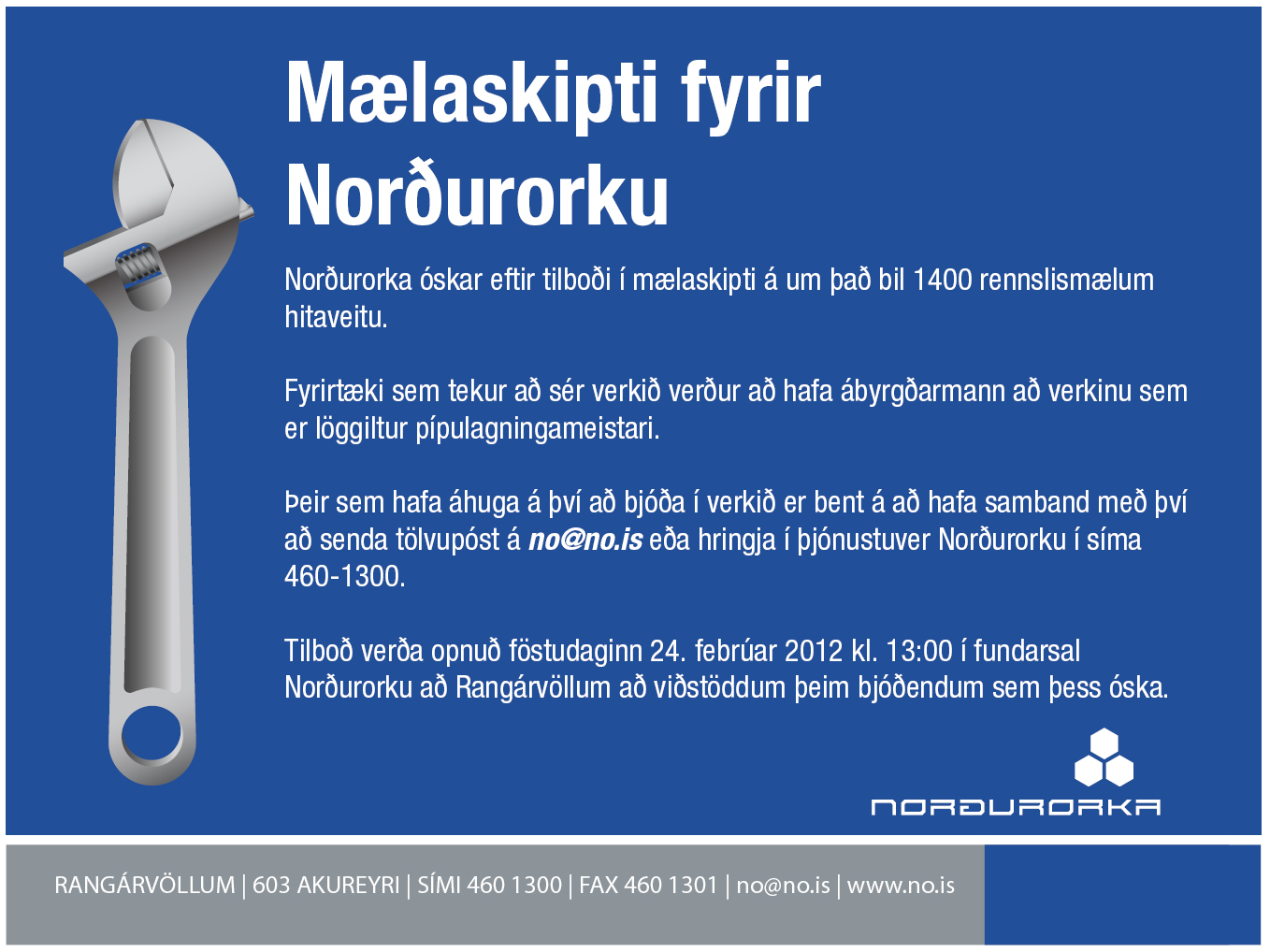 Auglýsing um mælaskipti fyrir Norðurorku febrúar 2012